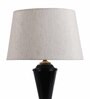 White Fabric Shade Table Lamp with Black Base
