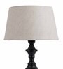 White Fabric Shade Table Lamp with Black Base