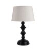 White Fabric Shade Table Lamp with Black Base