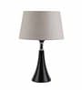 White Fabric Shade Table Lamp with Black Base