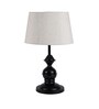 White Fabric Shade Table Lamp with Black Base