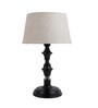 White Fabric Shade Table Lamp with Black Base