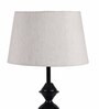 White Fabric Shade Table Lamp with Black Base
