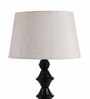 White Fabric Shade Table Lamp with Black Base
