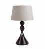 White Fabric Shade Table Lamp with Black Base