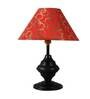 White Fabric Shade Table Lamp With Black Base