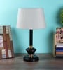 Demis White Fabric Shade Night Lamp With Metal Base