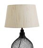 White Fabric Shade Table Lamp with Black Base