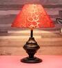White Fabric Shade Table Lamp With Black Base