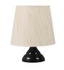 White Fabric Shade Table Lamp With Black Base