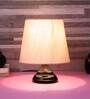 White Fabric Shade Table Lamp With Black Base