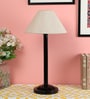 White Fabric Shade Table Lamp with Black Base