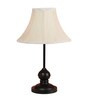 White Fabric Shade Table Lamp With Black Base