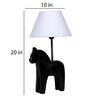 White Fabric Shade Table Lamp With Black Base