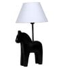 White Fabric Shade Table Lamp With Black Base