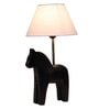 White Fabric Shade Table Lamp With Black Base