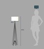 White Fabric Shade Floor Lamp with Black Metal Base