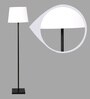 White Fabric Shade Floor Lamp with Black Metal Base