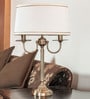 Bolanzo White Fabric Shade Table Lamp With Brass Base