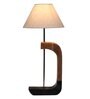 White Fabric Shade Table Lamp With Brown & Black Base