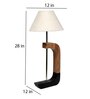 White Fabric Shade Table Lamp With Brown & Black Base