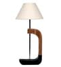 White Fabric Shade Table Lamp With Brown & Black Base