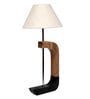 White Fabric Shade Table Lamp With Brown & Black Base