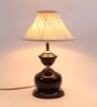 White Fabric Shade Table Lamp With Brown Base