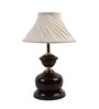White Fabric Shade Table Lamp With Brown Base