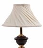 White Fabric Shade Table Lamp With Brown Base