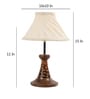 Maloto White Fabric Shade Night Lamp With Mango wood Base