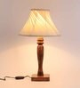 Comyo White Fabric Shade Night Lamp With Mango wood Base