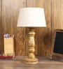 Belfast White Fabric Shade Night Lamp With Mango wood Base