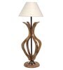 White Fabric Shade Table Lamp With Brown Base
