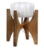 White Fabric Shade Table Lamp With Brown Base