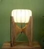 White Fabric Shade Table Lamp With Brown Base