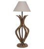 White Fabric Shade Table Lamp With Brown Base