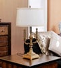 White Fabric Shade Table Lamp With Gold Base