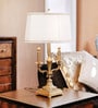 White Fabric Shade Table Lamp With Gold Base