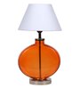 White Fabric Shade Table Lamp With Orange Base
