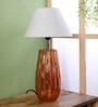 White Fabric Shade Table Lamp With Orange Base
