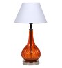 White Fabric Shade Table Lamp With Orange Base