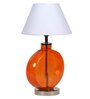 White Fabric Shade Table Lamp With Orange Base