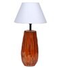 White Fabric Shade Table Lamp With Orange Base