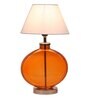 White Fabric Shade Table Lamp With Orange Base