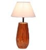 White Fabric Shade Table Lamp With Orange Base