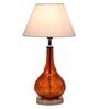 White Fabric Shade Table Lamp With Orange Base