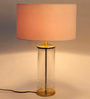 White Fabric Shade Table Lamp with Transparent Base