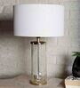 White Fabric Shade Table Lamp with Transparent Base