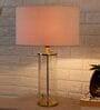 White Fabric Shade Table Lamp with Transparent Base